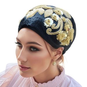 Women's Ethnic Muslim <b>Scarf</b> Inner Cap Rhinestones, Arabian Headscarf with Tie, Head Wrap Hat - Product Image 5
