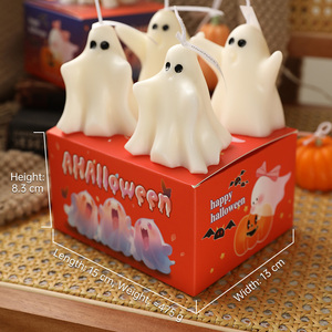 Bougie personnalisée en forme de citrouille et de fantôme blanche, personnalisée pour la décoration d'Halloween 2025 - Product Image 1