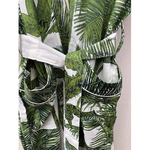 Đẹp Ấn Độ hoa Hữu Cơ khối in áo choàng cho phụ nữ của phụ nữ Kimono với đàn hồi eo đóng cửa nhiệt Bridal gown - Product Image 5