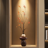 Vas Keramik Transparan Bertumpuk Modern TONFO Bentuk Batu Abstrak Motif Batu Bertema Persimmon Vas Bunga Dekoratif