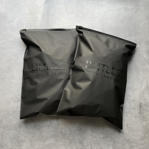 Custom Matte Black Zipper Bags with Glossy Black Logo - Clothing Packaging Bags for Retail - Product Image 5