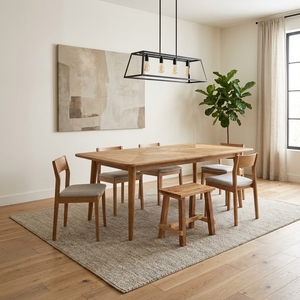 Juego de Mesa de Comedor Rectangular de Madera Moderna con 4 Taburetes, Diseño Minimalista Estable, Muebles para el Hogar - Product Image 5