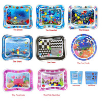 Tapis d'éveil aquatique gonflable portable VFUN en PVC pour bébés, motif géométrique noir et blanc, pour le temps sur le ventre, adapté aux bébés de 3 à 24 mois