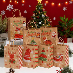 Sac en papier kraft marron en forme de sapin de Noël avec poignée pour bonbons, biscuits, décoration de fête, cadeau de la Journée de la Terre, vente chaude - Product Image 3