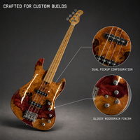Basse électrique 4 cordes personnalisée OEM avec table en bois de burl stabilisé par résine, surface riche et son chaud aux basses profondes
