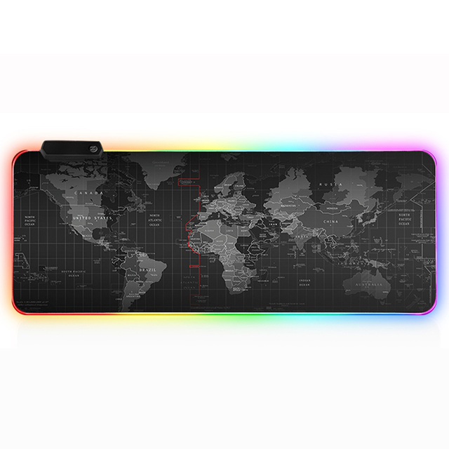 Customizable Size Large RGB LED Mouse Pad Anti-slip Desktop Gaming Keyboard Mat Waterproof Table Luminous Pad