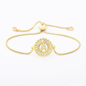 QIKU vendita calda 26 lettere collana + orecchini + bracciale donna iniziale alfabeto ciondolo nome ciondolo rame zircone gioielli set regalo - Product Image 3