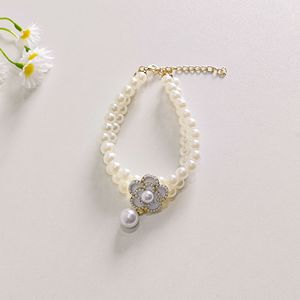 Pet Dog Cat Princess Double-Layer Vintage <b>Flower</b> Pearl Necklace Necklace <b>Sweet</b> Teddy Bichon Yorkshire - Product Image 2
