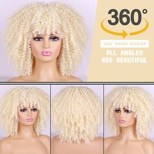 Vente en gros 14 pouces perruques synthétiques <span class=keywords><strong>coiffure</strong></span> africaine courte <span class=keywords><strong>afro</strong></span> perruques crépues bouclées <span class=keywords><strong>pour</strong></span> les femmes noires - Product Image 2