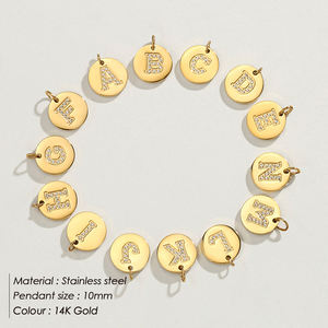 316L paslanmaz çelik zirkon alfabe DIY kolye bilezik aksesuarları - Product Image 2