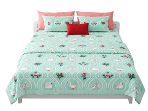 100% Cotton Bedding Set Printed Quilt <b>Bed</b> Sheet Set Pillow Covers Pink Cloud Bear Pattern Big Size for Kids - Product Image 4