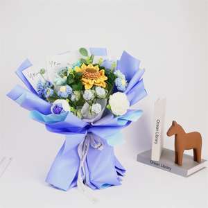 Fleurs artificielles au crochet <span class=keywords><strong>Bouquet</strong></span> de fleurs fait à la main Produit fini Rose Lily Tulipe Anniversaire Anniversaire Petite amie Mère Graduation Forever Cadeau <span class=keywords><strong>Bouquet</strong></span> de mariée - Product Image 6