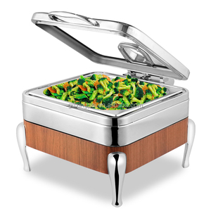 XINGPAI Attrezzatura per <span class=keywords><strong>Catering</strong></span>, Nuovo Design Scaldavivande Quadrato in Acciaio Inox con Coperchio in Vetro Idraulico, Set Buffet - Product Image 1