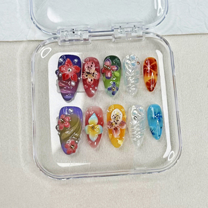 10Pcs Báo Chí Trên Móng Tay Làm Móng Tay Vừa Hạnh Nhân Mùa Hè Mới Phụ Nữ Dễ Thương Giới Hạn 3D Vỏ Móng Tay Bán Buôn Với Tùy Chỉnh Thiết Lập - Product Image 3