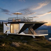 Maison préfabriquée en acier de type capsule spatiale extensible, alimentée à l'énergie solaire, personnalisable en usine, pour hôtel/villa/appartement