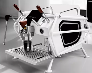 Máquina de espresso comercial de doble cabezal y de un solo cabezal, estilo motocicleta, con calderas dobles para espumar leche. - Product Image 6