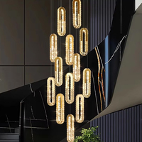 Décoration intérieure contemporaine, luminaire suspendu moderne pour plafond, villa, hôtel, escalier, lustre en cristal LED de luxe