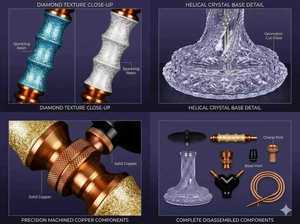 Transparent Glass <b>Hookah</b> Modern Shisha <b>Pipe</b> Glitter Stem Clear Base Metal Accessories for Lounge Bar - Product Image 3