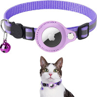 Grosir Logo kustom kerah kucing Tag udara reflektif mewah kerah hewan peliharaan pelacak GPS antihilang lucu dapat disesuaikan