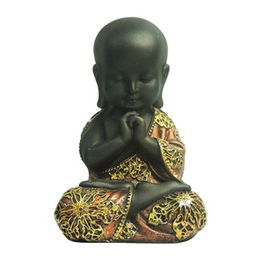 Table Decor Polyresin Black Little <strong>Monk</strong> Buddha Statue - Product Image 1