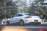 Pare-chocs arrière en fibre de verre style CMST et diffuseur en fibre de carbone pour Mercedes-Benz Classe C C63S C63 C43 AMG C300 W205 Coupé 2016-2021