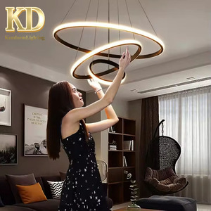 Lampara Lampu Plafon 85-265V Lampu Gantung 20+40+60cm Emas Suspensi Modern Chandelier untuk Dekorasi - Product Image 1