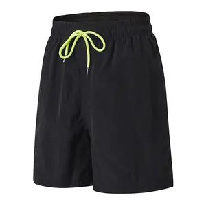 Spor giyim düz elastik bel Neon İpli spor giyim erkekler için naylon kurulu şort baskı