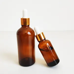 Customized Sample Fee 10 15 30 ml Amber Glass Cosmetic Essential Oil Hair Oil Dropper Bottle