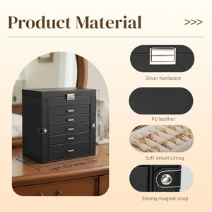 Estuche Cosmético de Gran Capacidad de Seis Capas, Caja de Joyería con Espejo, Regalo Navideño, Black Friday - Product Image 5