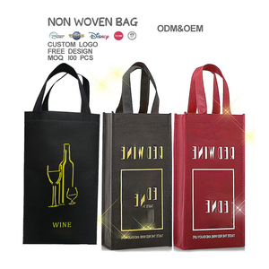 Oem/ODM tùy chỉnh khuyến mãi màu đen 2-Pack chai rượu vang Túi Quà Tặng không dệt chai rượu vang chủ túi cho rượu vang - Product Image 2
