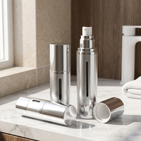 Flacon pulvérisateur de luxe sans air, emballage cosmétique rond, électroplaqué, rechargeable, 50 ml, flacons sous vide pour crème solaire en AS