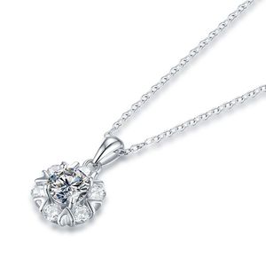 Collar de Plata de Ley S925 con Diamante de Laboratorio de 1 Quilate, Corte Redondo, DEF VS, 40+5cm, Collar de Plata con Diamante de Copo de Nieve - Product Image 2