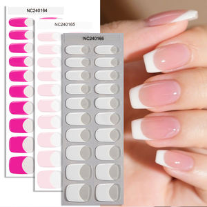 Хит продаж: гель-стикеры для ногтей французского салонного качества, блестящие, с эффектом УФ-лампы, полуготовые гель-лаки, наклейки для ногтей - Product Image 5