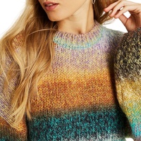 Pull en maille dégradé ombré pour femme, mélange laine et cachemire, col rond, manches longues, coupe décontractée, automne-hiver, vente en gros sur mesure