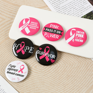 Broche personnalisable en forme de cœur rose avec ruban, pour la sensibilisation à la santé des femmes, à la prévention du VIH, accessoire pour sac à dos, badge promotionnel - Product Image 3