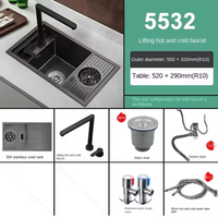 Évier de cuisine moderne multifonctionnel en acier inoxydable nano SUS304 avec robinet pliant et machine à laver les tasses intégrée