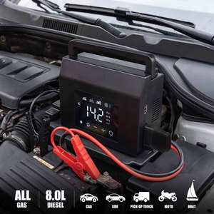 Avviatore d'Emergenza Portatile <span class=keywords><strong>12V</strong></span> con Batteria al <span class=keywords><strong>Litio</strong></span> da 8000mAh, Compressore d'Aria, Power Bank e Luce LED - Product Image 2