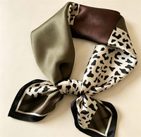 Foulard carré en satin imprimé léopard rétro automne 2026, imitation soie premium, châle décoratif, foulard de cou, foulard de sac – Vente en gros
