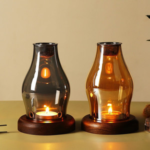Porte-bougie coupe-vent en verre avec base, résistant à la chaleur, pour brûleur d'encens, idéal pour la décoration de Noël à la maison - Vente chaude - Product Image 3