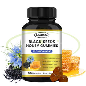 Healthife OEM Vinaigre de <span class=keywords><strong>cidre</strong></span> de pomme Multivitamine Extrait de miel de colza Gommes au miel de graines noires - Product Image 1