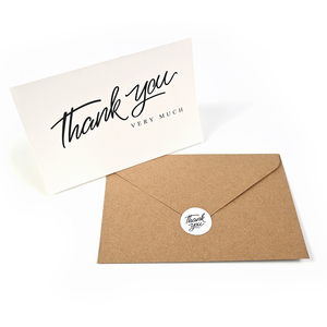 Jeu de cartes de remerciement vierges pliées de 4x6 pouces personnalisées au design minimaliste de mariage avec enveloppes kraft et autocollants assortis - Product Image 4