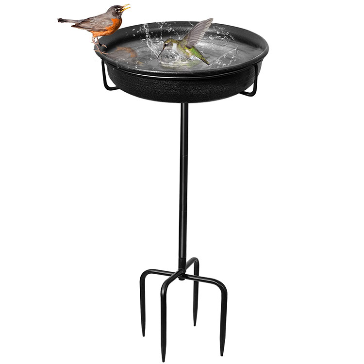 JH-Mech 28In Height Adjustable Birdbaths Bowl with Sturdy Base Outdoor Detachable Decoration Metal Bird Bath or Feeder Stand