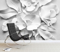 Peinture murale moderne 3D Floral Butterfly Art pour chambre à coucher salle de bain PVC facile étanche pour décor minimaliste pour salon atelier