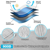 Couverture de bateau robuste imperméable en toile marine 900D Style remorque 20-22 pieds V-Hull Bass Three-Shell Taxi Boat Outboard Cover