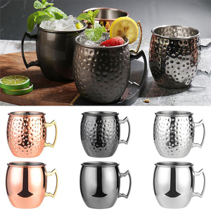 Tazas de café personalizadas martilladas de cobre de acero inoxidable en forma de tambor para el hogar Taza de agua de mula de Moscú - Product Image 2