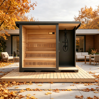 Ruang Uap Akrilik Premium Spektrum Penuh untuk Taman, Sauna Uap Luar Ruangan Mewah dengan Konstruksi Kayu Solid dan Shower