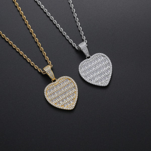Pendentif hip-hop en forme de cœur, accessoires <span class=keywords><strong>rap</strong></span>, collier en cuivre et zircon, pendentif multi-couches rond en zirconium à assortir - Product Image 3