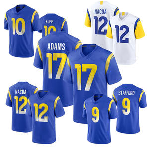 Camiseta de Fútbol Americano para Hombre, Camisetas de Los Ángeles # 10 Cooper Kupp # 17 Puka Nacua # Camiseta de Manga Corta con el Número 99 de <span class=keywords><strong>Aaron</strong></span> <span class=keywords><strong>Donald</strong></span> - Product Image 1