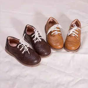 welted broguing baby toddler leather oxfords fancy wholesale supplier kids shoes flat