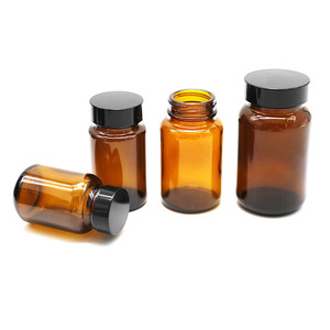 Bouteilles <span class=keywords><strong>en</strong></span> verre <span class=keywords><strong>de</strong></span> différentes tailles, <span class=keywords><strong>de</strong></span> forme ronde, pour emballages médicaux, médicaments, vitamines, comprimés, poudres, suppléments, capsules, médicaments, avec bouchons - Product Image 5
